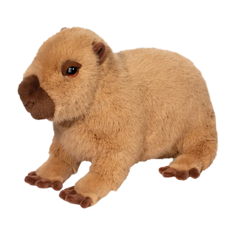 Plush capybara toy on a white background