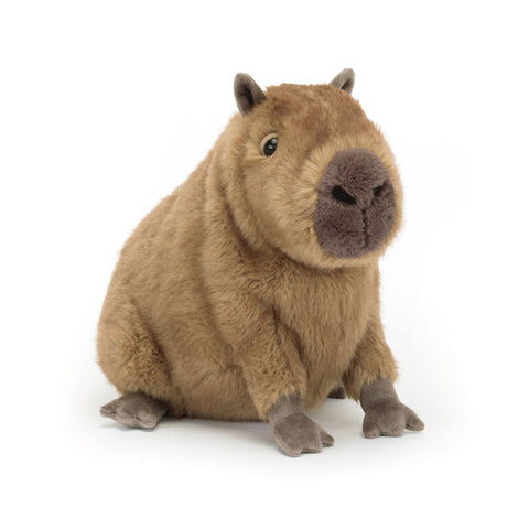 Plush toy capybara on a white background