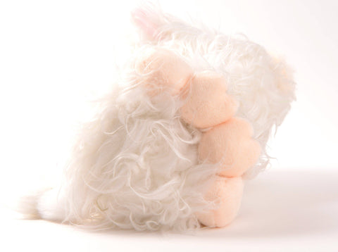 Bottom view of the white stuffed highland cow