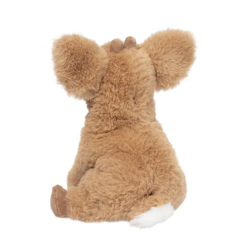 Image shows a back view of the stuffed fawn. You can see the white underside of its tail.