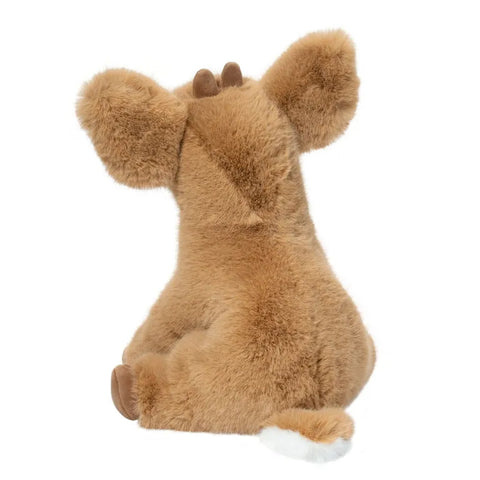 A back-angle view of the plush fawn