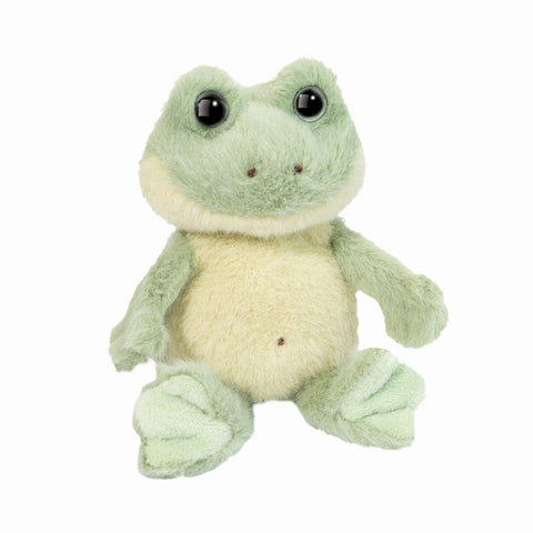 Plush frog toy on a white background