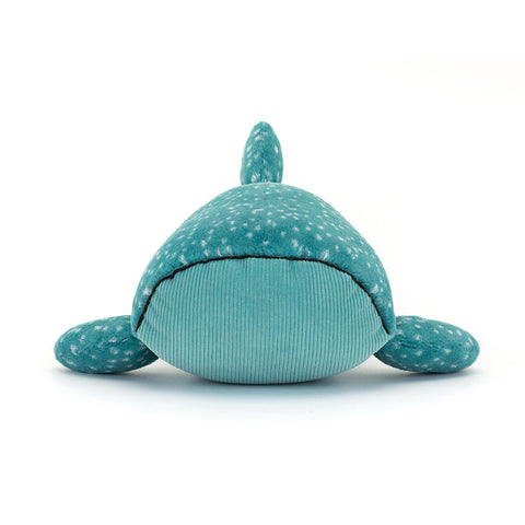 Front view of the teal plush whale shark