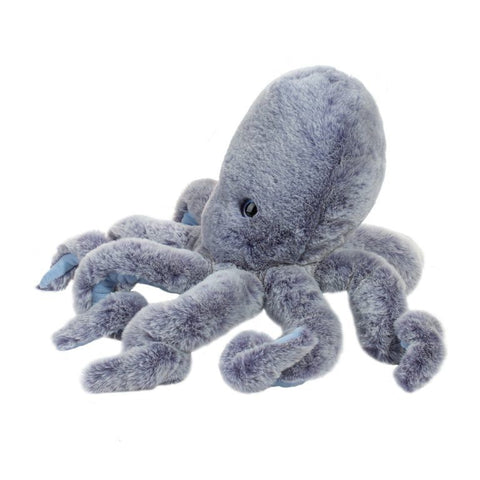 Image shows a side view of the stuffed octopus