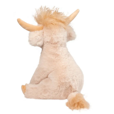 A back-angle view of the plush Highland Cow