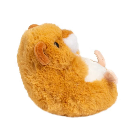 A side view of the plush baby hamster
