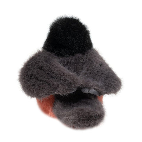 Back view of a plush Robin bird on a white background