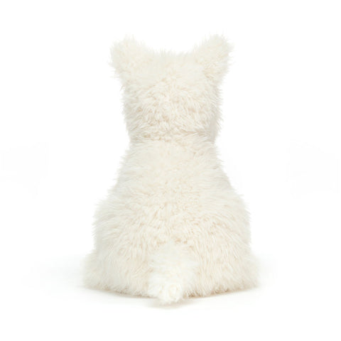 Image shows a back view of the stuffed white Scottish Terrier