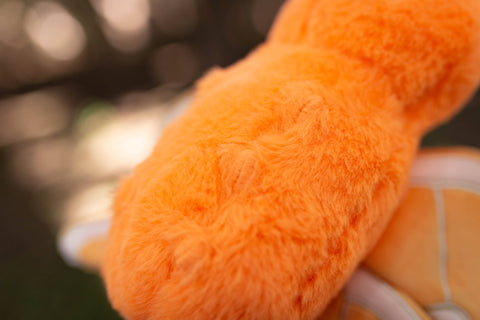 Image shows a closeup of the moth's fur. It is orange and soft looking.