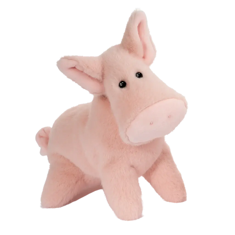 Plush pig toy with a large, round muzzle on a white background