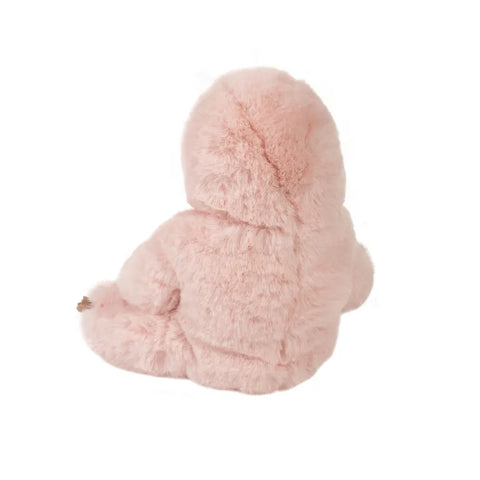 A back view of the plush pink sloth