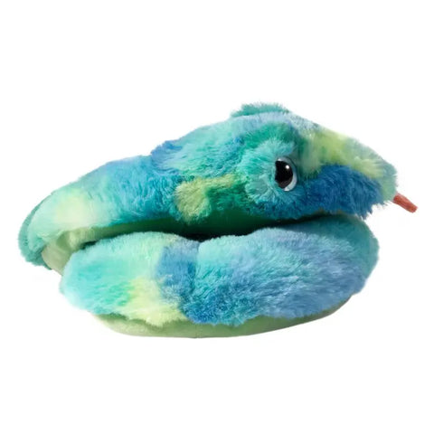 A side view of the plush snake