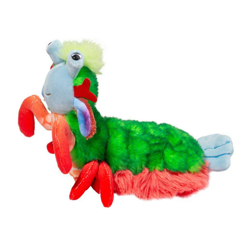 A side view of the stuffed Peacock Mantis Shrimp