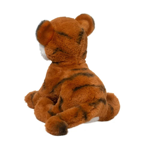 A back view of the plush tiger