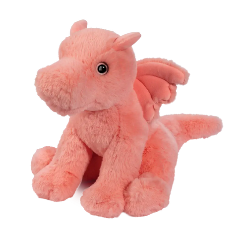 Plush dragon toy in pink on a white background