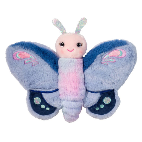 Image shows a periwinkle-colored stuffed butterfly. It is also a finger puppet.