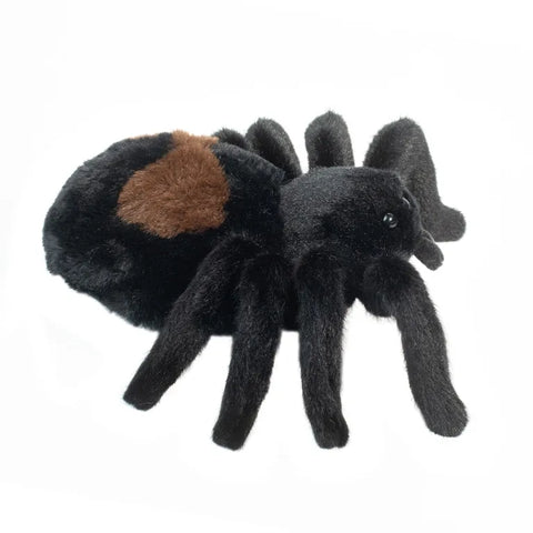 A side view of the plush spider