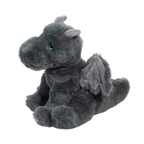 Image shows a side view of the stuffed dragon
