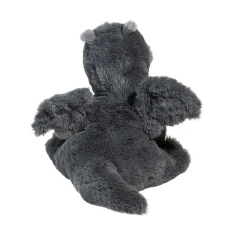 Image shows a back view of the stuffed dragon