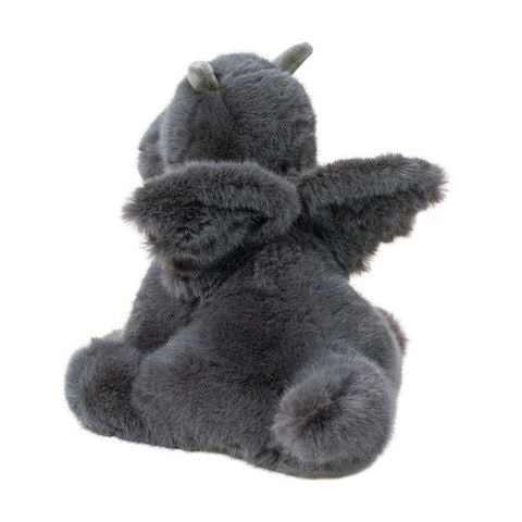 A back view of the plush grey dragon