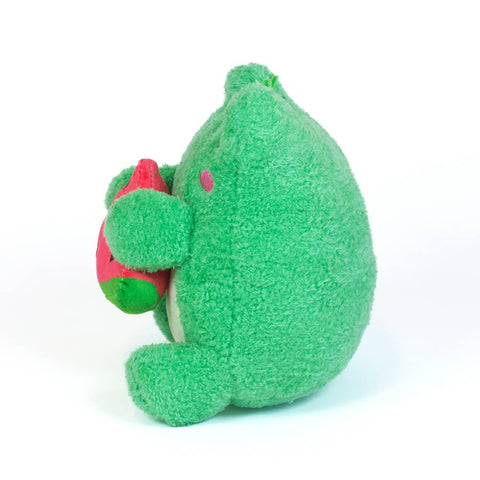 Image shows another side view of the stuffed frog