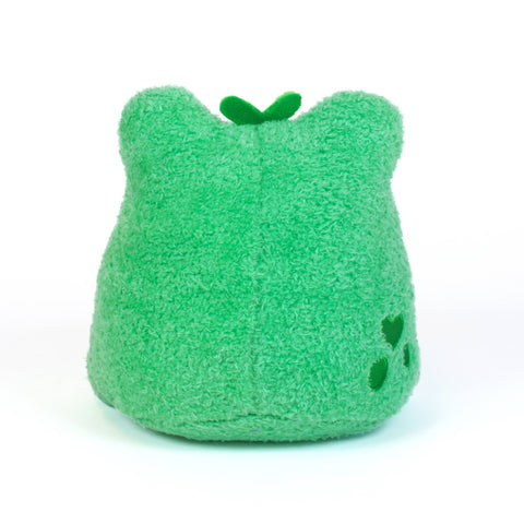 Image shows a back view of the stuffed frog