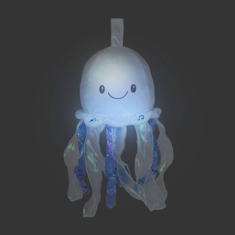 Image shows the stuffed jellyfish lit up