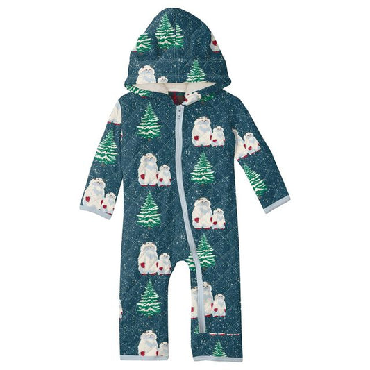 Quilted Coverall with Sherpa Lined Hood - Peacock Yeti with Peacock Plaid (Drop 1 Presale)