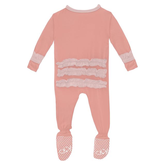 Classic Ruffle Footie (Snaps) - Blush with Baby Rose