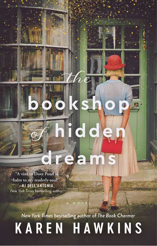 Image shows a woman standing in front of a bookshop with the title "The Bookshiop of Hidden Dreams" overlaid