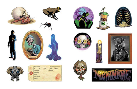 Two pages of various horror stickers