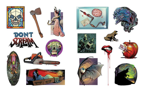 Two pages of various horror stickers