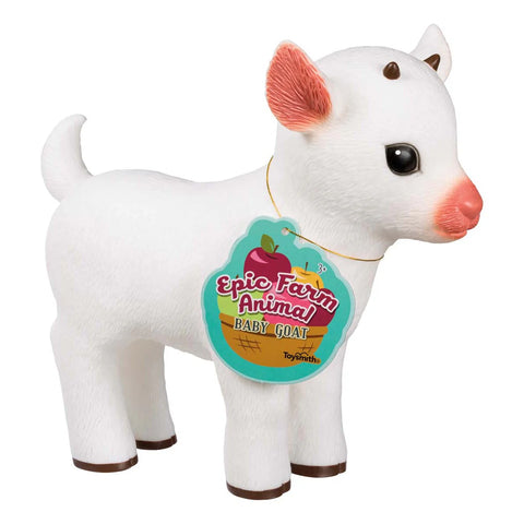 Image shows a plastic white baby goat toy.