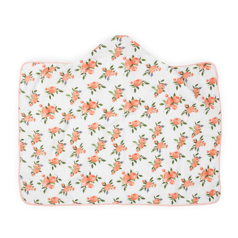 Hooded Towel (Cotton) - Watercolor Roses Toddler