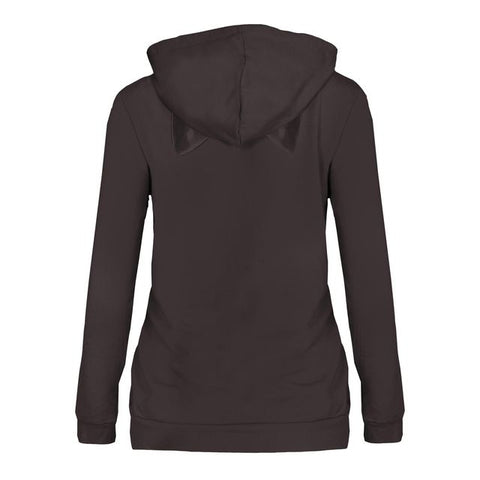 Women's Fleece Hoodie with Cat Ears - Midnight