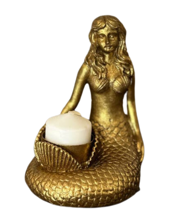 Candle Holder - Resin Gold Mermaid