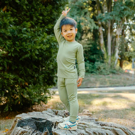 2 Peice Pajama Pocket Jogger (Long Sleeve) - Ribbed Clover