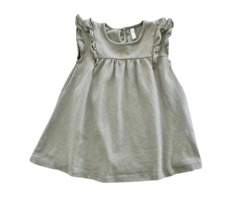 Short Sleeve Flutter Dress - Sage