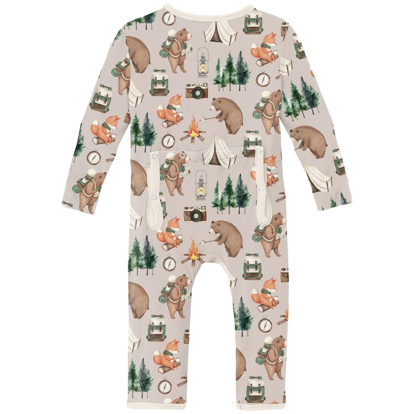 Coverall (2-Way Zipper) - Latte Camping Animals