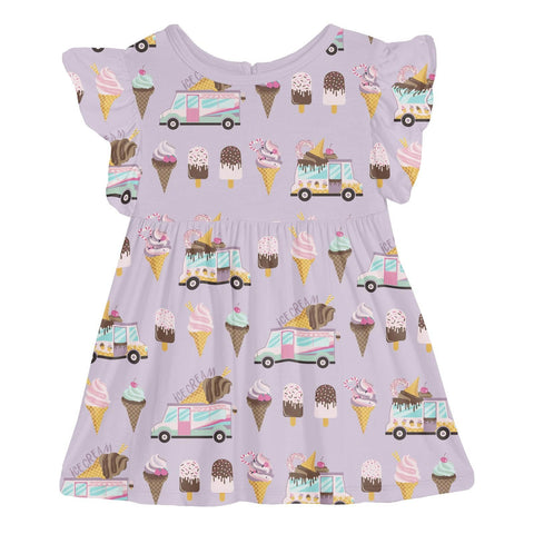 Print Short Sleeve Lola Swing Dress in Thistle Ice Cream Truck XS-5/6