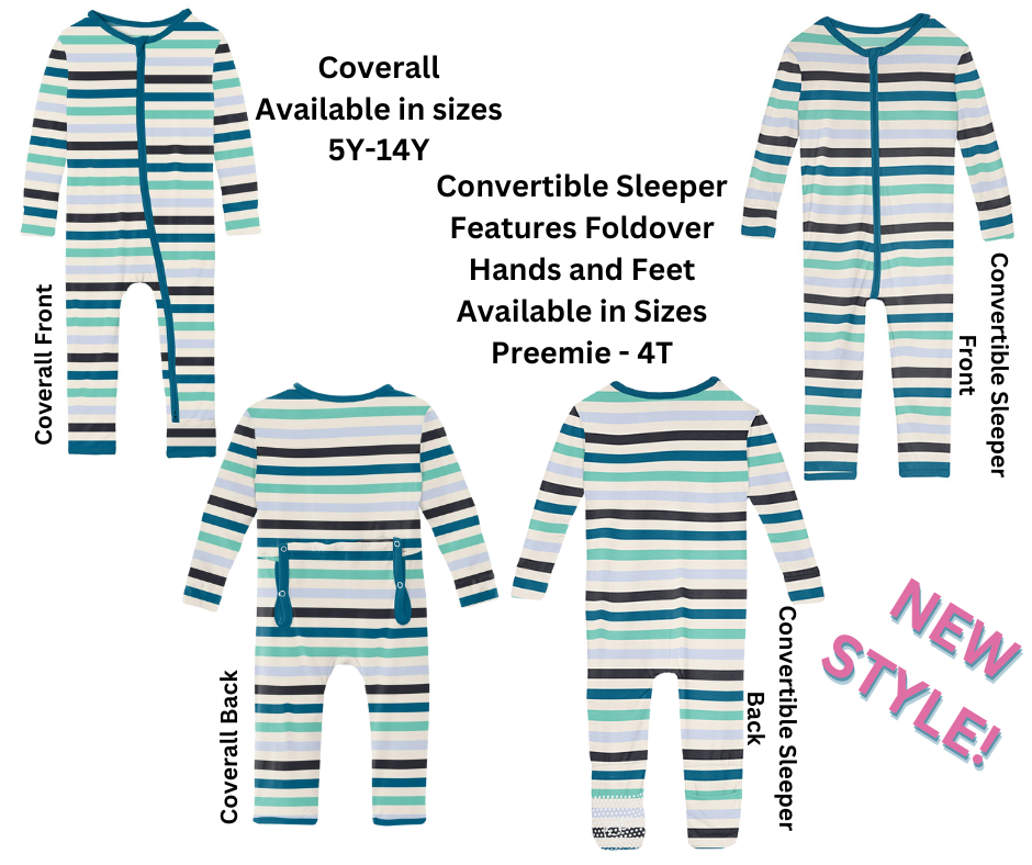 Coverall/Convertible Sleeper (Zipper) - Little Boy Blue Stripe