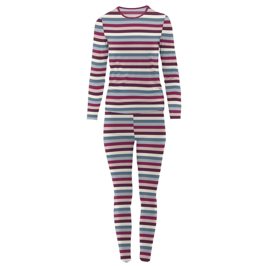 Women's Fitted Pajama Set - Jingle Bell Stripe
