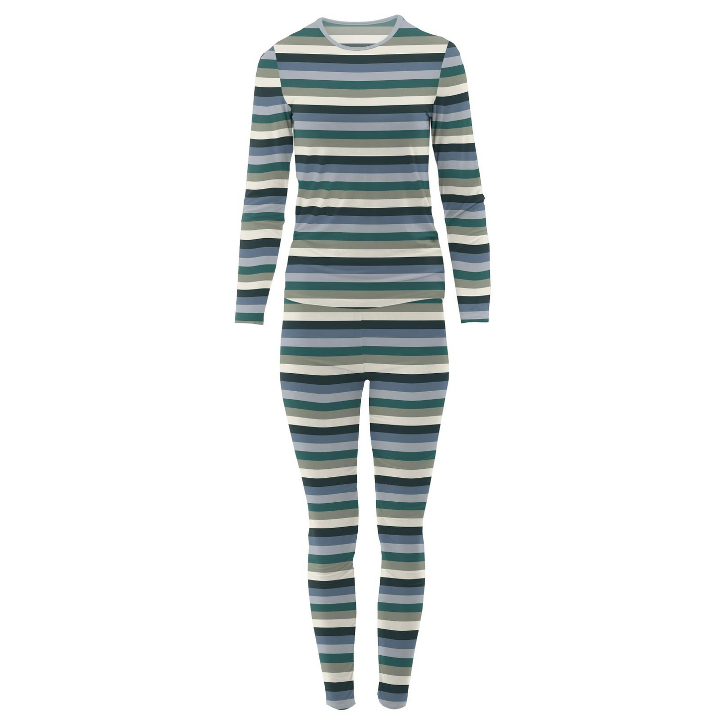 Women's Fitted Pajama Set - Snowy Stripe