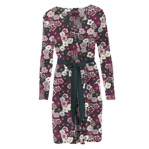 Women's Mid Length Lounge Robe - Hellebores