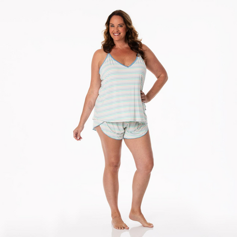 Women's Swing Tank & Tulip Shorts Set - Mythical Stripe