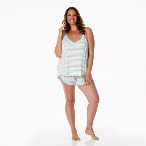 Women's Swing Tank & Tulip Shorts Set - Mythical Stripe