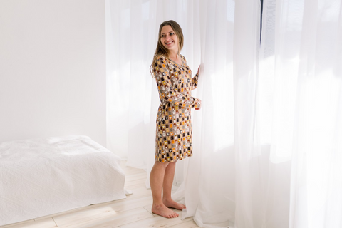 Women's V-Neck Nightshirt (Long Sleeve) - Portabella Cats
