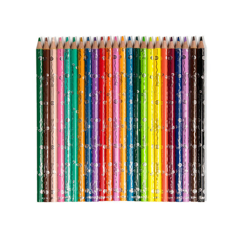 Image shows the 24 watercolor pencils laid out