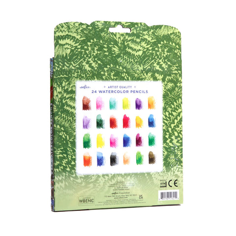 Image shows the back of the packaging, which shows what each color looks like when exposed to water