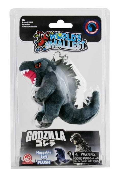 Image shows the world's smallest Godzilla plush in its packaging